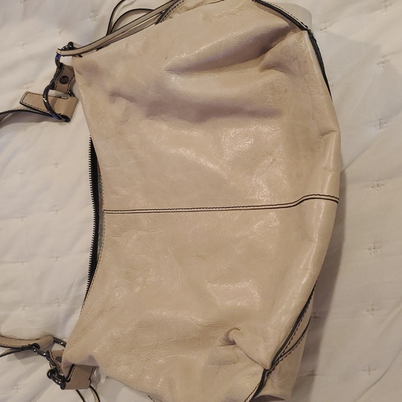 Cream HOBO Bag with Crescent Shape and Metal Hardware (24) - Picture 4 of 14